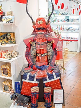 Replica of Sanada Yukimura armor on sale in Odaiba, Tokyo, Japan